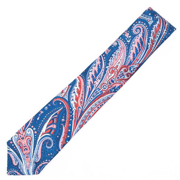 Daniel Cremieux Long Blue Pink Paisley 100% Silk Necktie Made In Italy - Picture 2 of 6